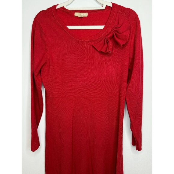 Appraisal Sweater Dress Womens Size L Red Knit Bow Long Sleeve Old Money Work - Picture 2 of 12